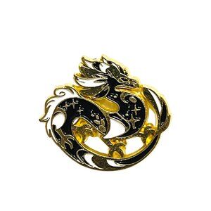 Golden Dragon Ryuu Fan Made Enamel Pin Lapel Pin